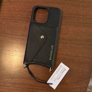 Bandolier 13 pro case only black pebble leather with gold hardware new with tag